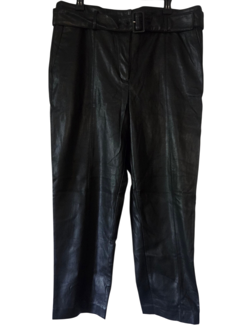 Ann Taylor Belted Taper Faux Leather Pants